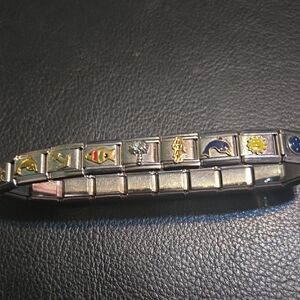 Silver Italian Charm Bracelet with Colorful Ocean Motifs